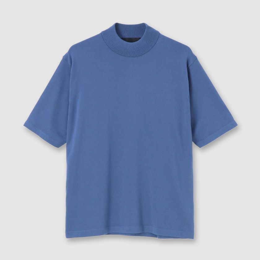 GIZA COTTON MOCK NECK KNIT TEE
