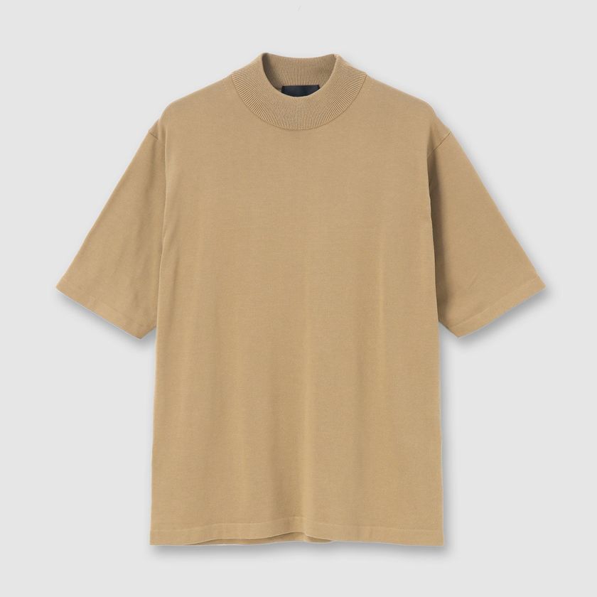 GIZA COTTON MOCK NECK KNIT TEE