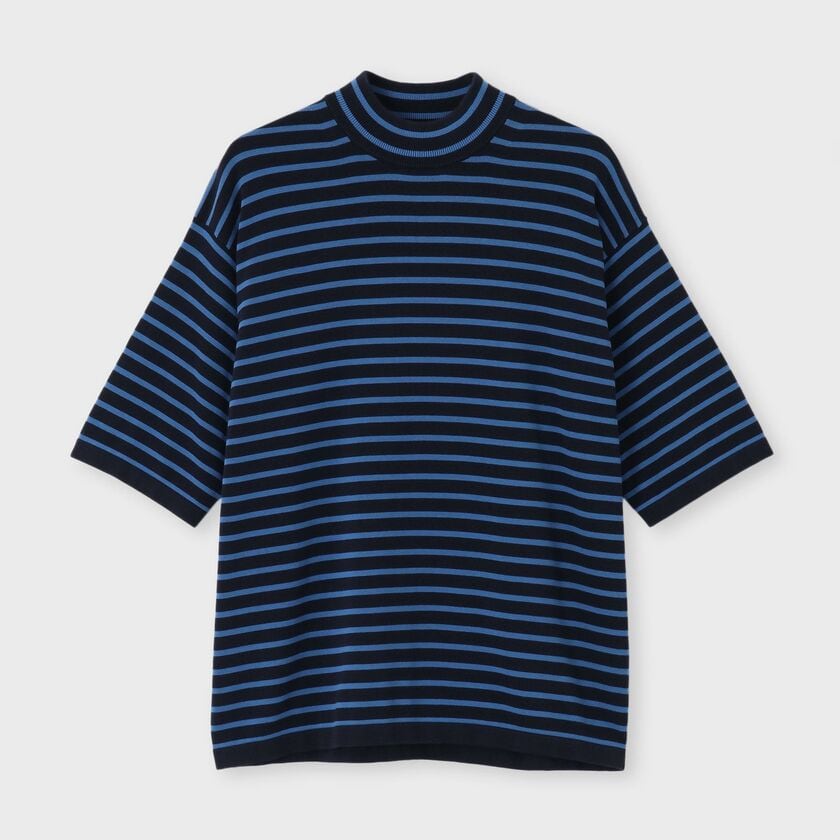 BASQUE BORDER MOCK NECK  S/S SWEATER [バスクボーダー モックネックSSセーター]