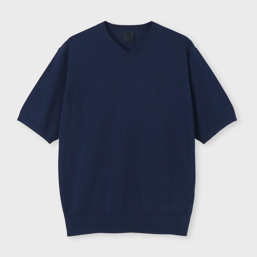コットン シルク Vネックニット / ソーサ