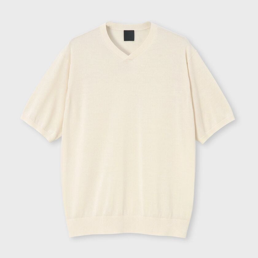 コットン シルク Vネックニット / ソーサ