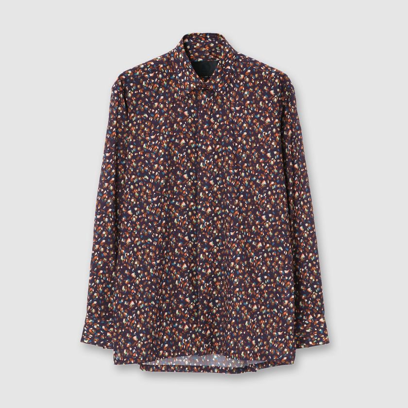 FLOWER PRINT FLY FRONT SHIRT