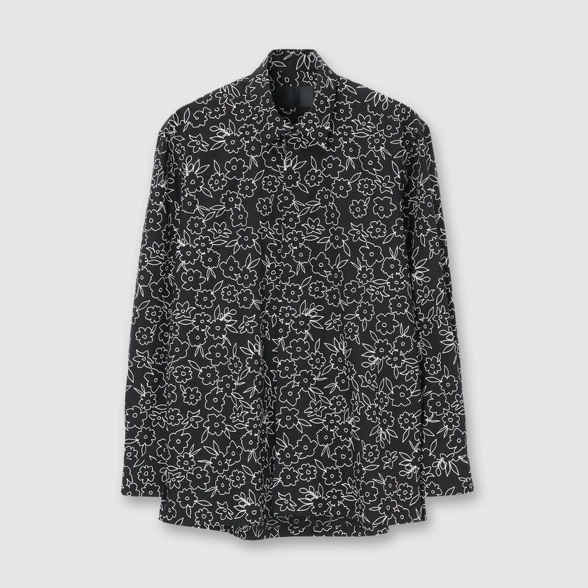"BOTANICAL" PRINTED FLY FRONT SHIRT