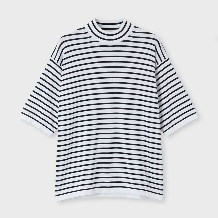 BASQUE BORDER MOCK NECK  S/S SWEATER [バスクボーダー モックネックSSセーター]