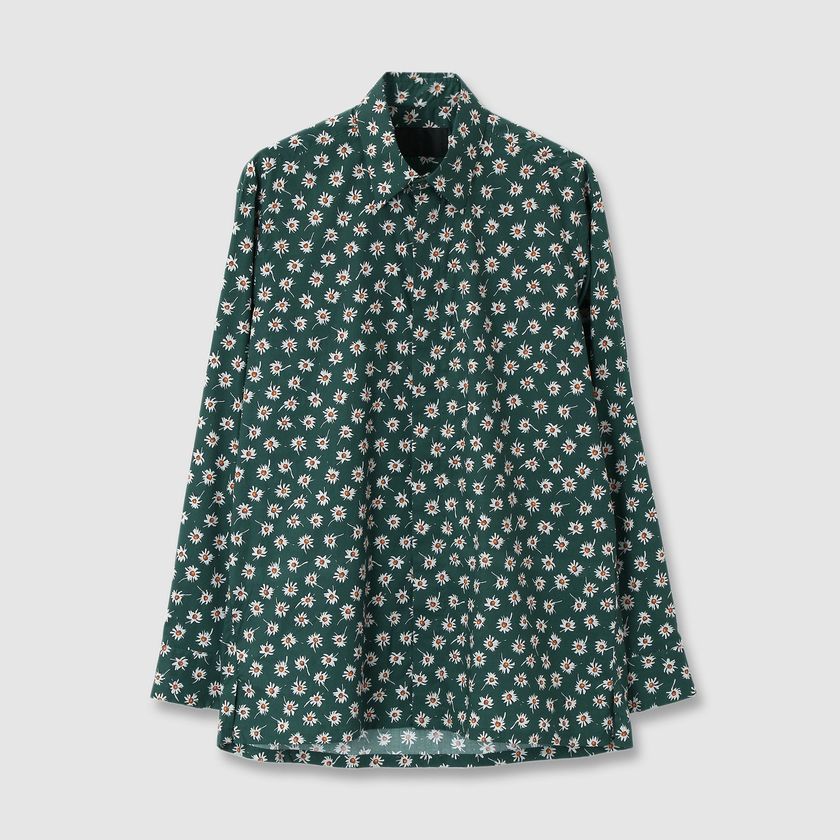 FLOWER PRINT FLY FRONT 　SHIRT