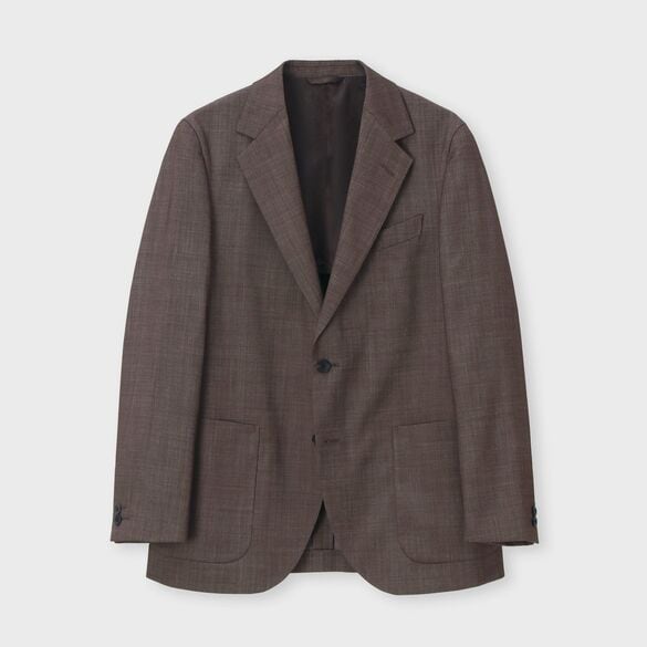 美品☆ランバンコレクション　丸襟　絹混ナイロン　ジャケット　L WOOL SILK CHAMBRAY JACKET [ウールシルク シャンブレージャケット