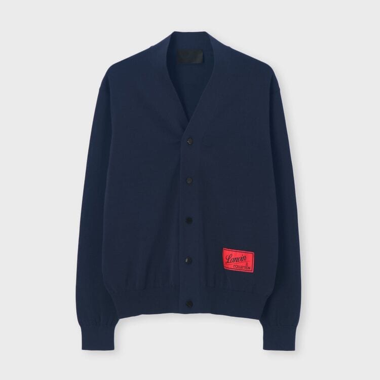 LANVIN バーガンディ ストライプ カーディガン NEW SOMERSET V NECK CARDIGAN SWEATER [NEWサマセット カーディガン