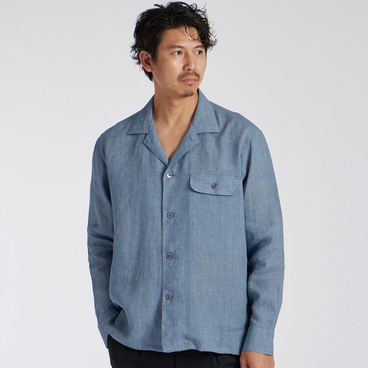 PROVENCE LINEN OPEN COLLAR SHIRT-JACKET[プロヴァンスリネンオープン