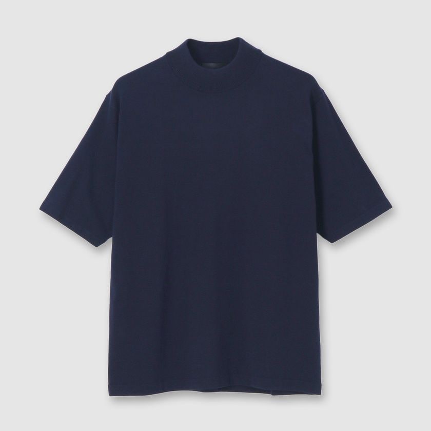 GIZA COTTON MOCK NECK KNIT TEE